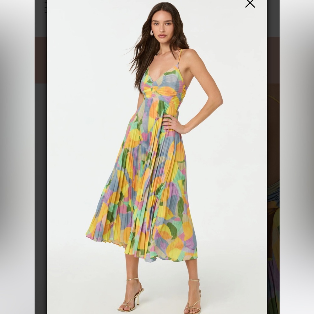 ASTR Blythe Floral Plisse Midi Dress